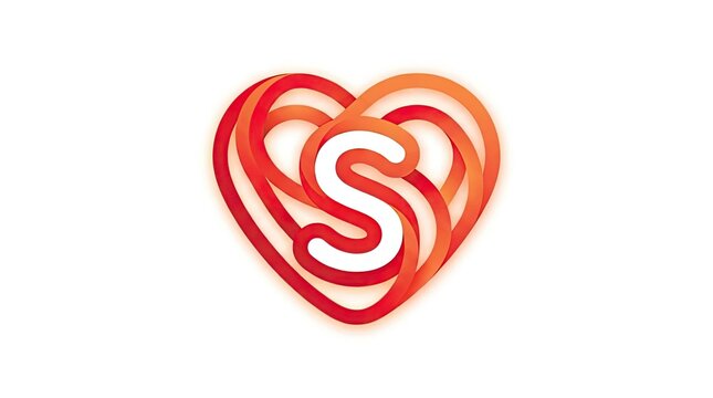Red gradient heart shape with letter S monogram