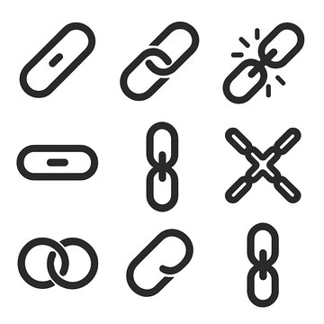 Icon linked curved chain vector icons pattern loop link single horizontal