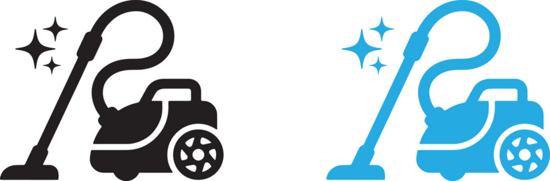 Vacuum cleaner icons set, housekeeping and cleaning appliances design elements