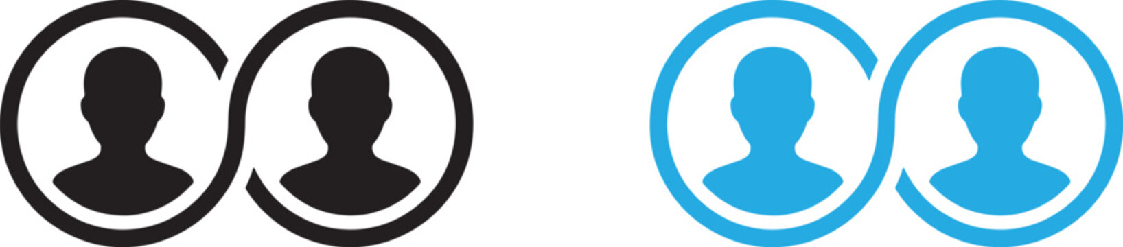 Infinity loop with people icon vector set, infinite connection concept