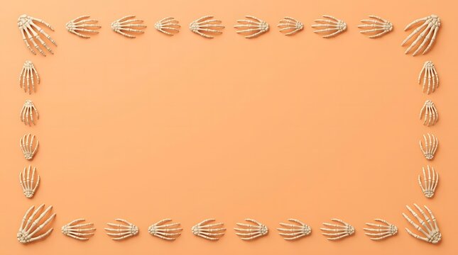 Set of hand-drawn feather quill pens and ink calligraphy tools on orange background.
