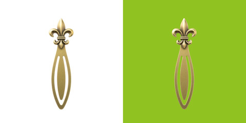 Elegant gold fleur de lis metal bookmark accessory design transparent png © Habib