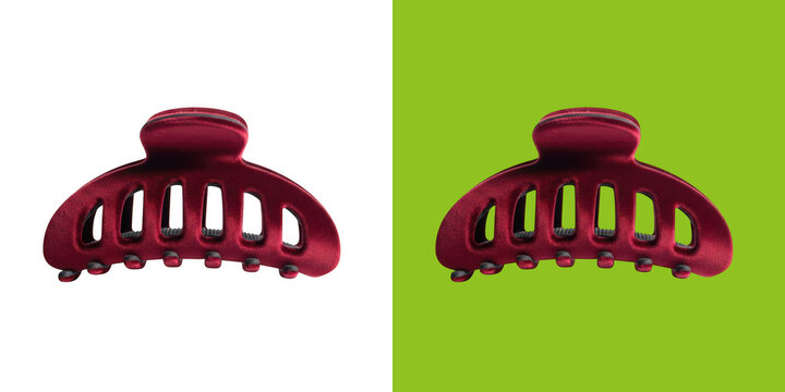 Burgundy red matte hair claw clip for elegant hairstyles transparent png