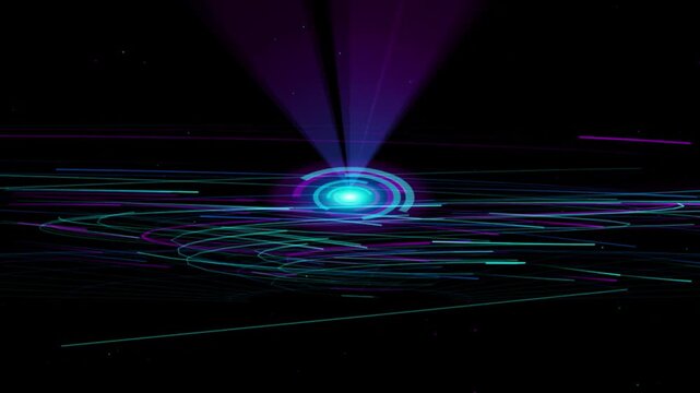 Synthwave Neon Galaxy Vortex with Rotating Light Trails Seamless Loop