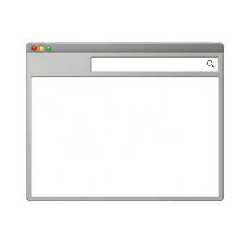 Modern web browser window interface with search bar isolated on transparent background for digital design projects