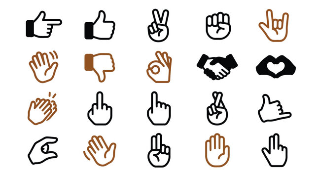 Set of hand gestures icons