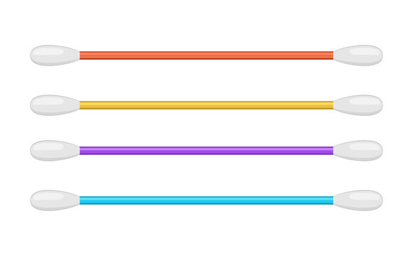 Four cotton swabs isolated on a transparent background