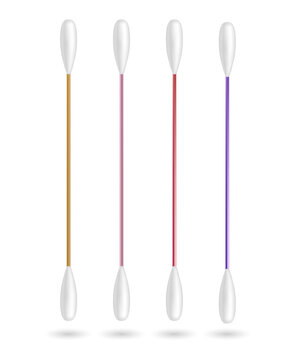 Four cotton swabs isolated on a transparent background