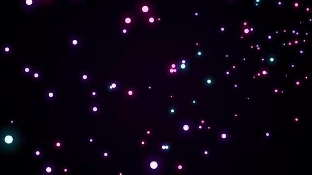 Abstract Floating Neon Nodes and Lines Cyberpunk Animation