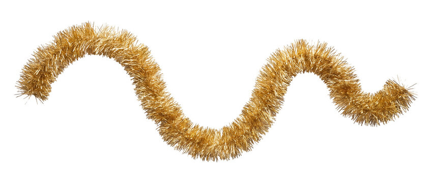 Gold tinsel isolated on transparent background