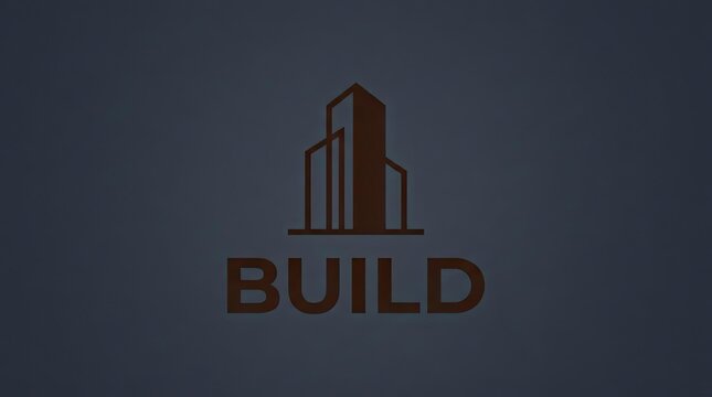 Brown skyscraper buildings logo with Build text.