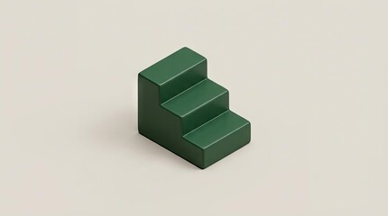 Naklejka premium Green 3D block stairs on neutral background.