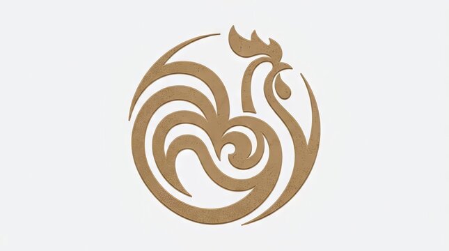 Stylized circular gold rooster emblem design