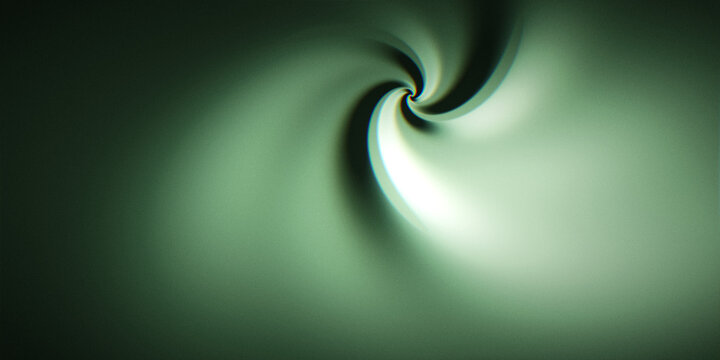 A dark green spiral vortex pulls inward with embossed depth and a moody cinematic grain.