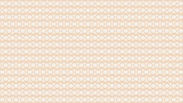 Peach interlocking oval chain pattern with wavy overlapping circle rows on cream ivory background for wallpaper and textile design