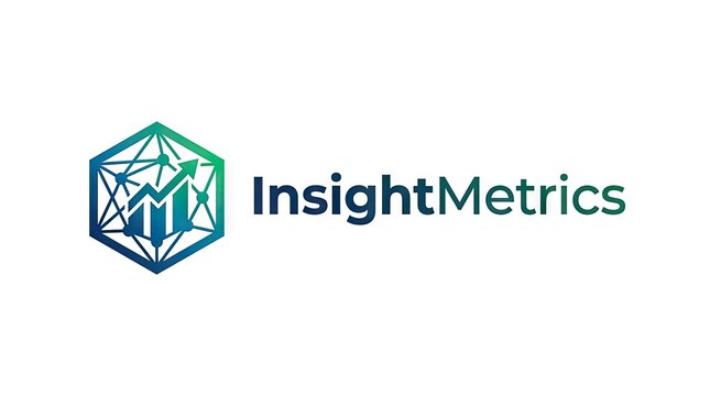InsightMetrics logo with geometric hexagon chart icon.