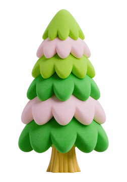 PNG Colorful cartoon tree with layered foliage