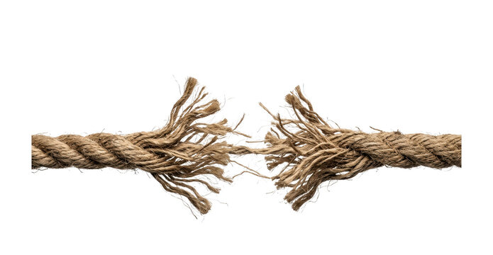 Frayed Brown Hemp Rope Tearing Apart Under Tension
