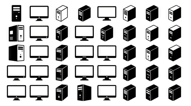 Computer monitor and tower server icon pattern.