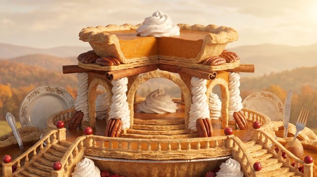 Pecan-columned pumpkin pie palace built for Thanksgiving