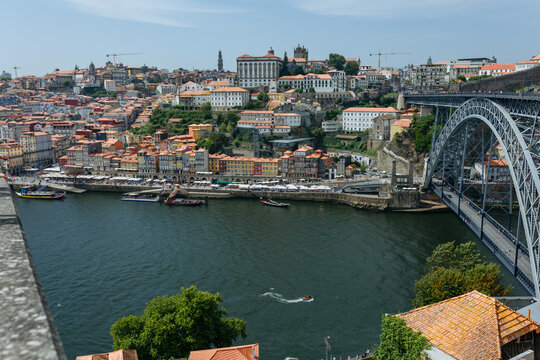 Porto Portugal Cityscape with Douro River and Dom Luis I Bridge