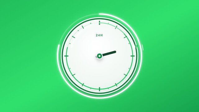 Minimalist digital clock face displaying twenty four hour cycle in smooth continuous motion animation video clip