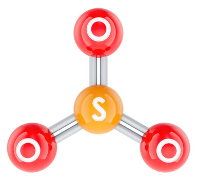 Sulfur trioxide SO3 molecular model. 3d rendering