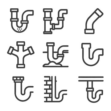 System pipe vector level angled drain icon wall behind icons household layout