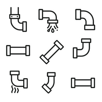 End bend slope tight stormwater splash pair connected vector pipe icons icon