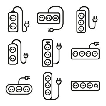 Outline symbol icons line contour collection icon stroke strip set minimal power