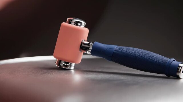 Neurological reflex hammer on medical table. Diagnostic tool for nervous system examination. Neurology and healthcare concept