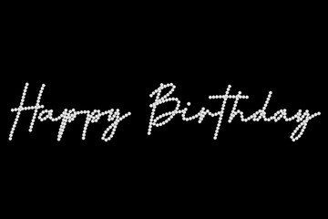 Happy Birthday Diamond Text Typography on Black Background. Sparkling Diamond Rhinestone Happy Birthday Script Lettering © Wulandari