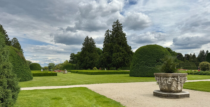 Beautiful landscape of the garden in Lednice Castle in Czechia
