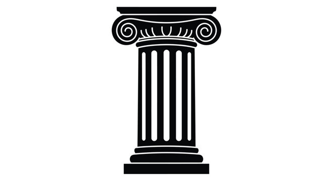 Black and white illustration of a classical ionic order column capital and shaft