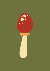 Naklejka premium Cute mushroom clipart, aesthetic nature cartoon illustration vector