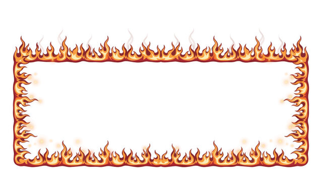 Fiery frame border with flickering flames during a bright celebration isolated on transparent background