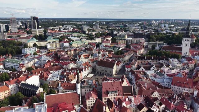 Bird's-eye view of Tallinn Old Town skyline, Estonia