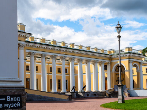 Pushkin, Russia - August 3, 2026: edifice of Alexander Palace in Tsarskoye selo town on sunny summer day