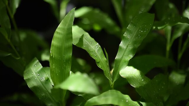 Centotheca lappacea branch green leaves on natural background.