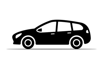 Fototapeta premium Car icon. Black silhouette. Side view. Vector simple flat graphic illustration. Isolated object on a white background.