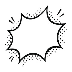 Obraz premium Comic speech bubble bursting against a halftone dots background, capturing the essence of surprise or a vital message. Perfect for conveying powerful emotions in design