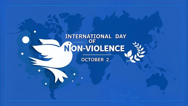 International Day of Non Violence Peace Dove World Map October 2nd