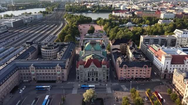 Aerial view of the Finnish National Theatre (Suomen Kansallisteatteri), Helsinki