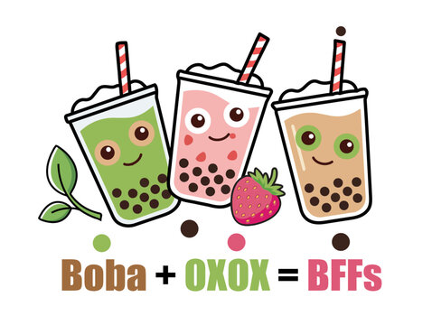 Best Friends, Boba Friends, Milk boba, Matcha boba, strawberry boba, bon bon tes 波霸奶茶， 好閨蜜