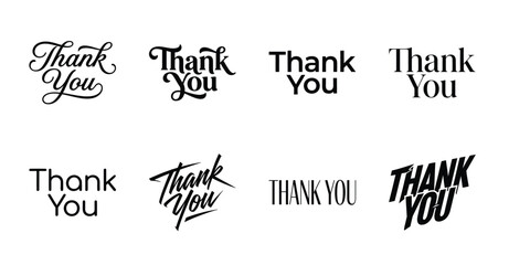 Obraz premium Thank-You Typography Collection: Elegant Calligraphy And Modern Lettering Designs For Appreciation Messages, Branding, And Creative Projects