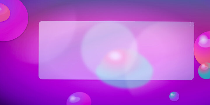 Glassmorphism banner background with abstract floating spheres and bubbles
