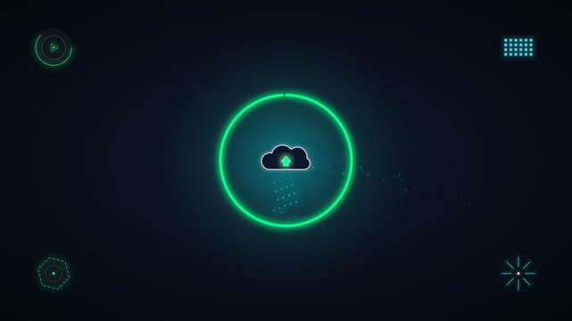 glowing power button of Circular Upload Interface Cloud Ring