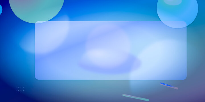 Frosted glass rectangle background with abstract blue bokeh circles