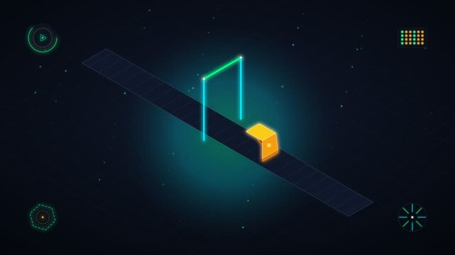 vector illustration of an abstract background of Isometric Cargo Pallet Rfid Security Gate Scan