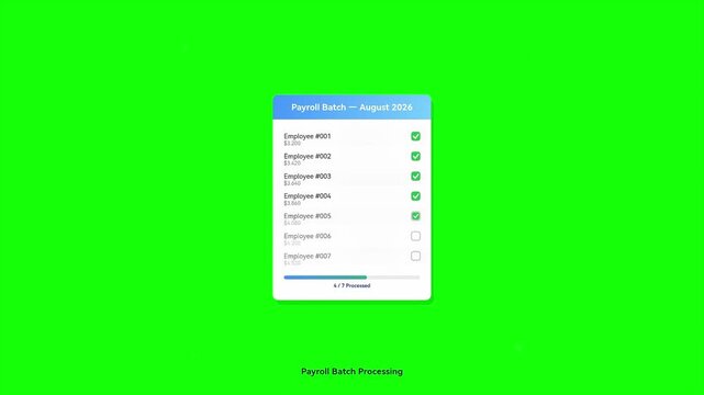 Automated Payroll Batch Processing Animation Green Screen